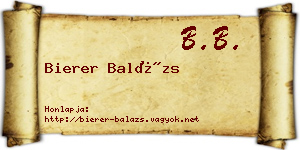 Bierer Balázs névjegykártya